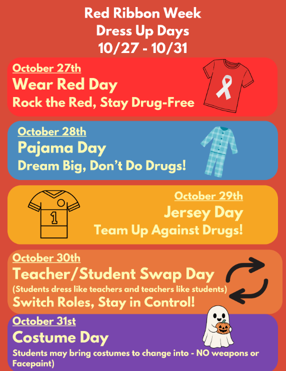 Elementary Red Ribbon Week Dress Up Days 2025