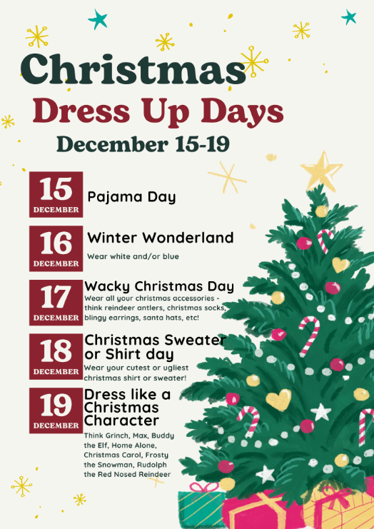 Elementary Christmas Dress Up Days