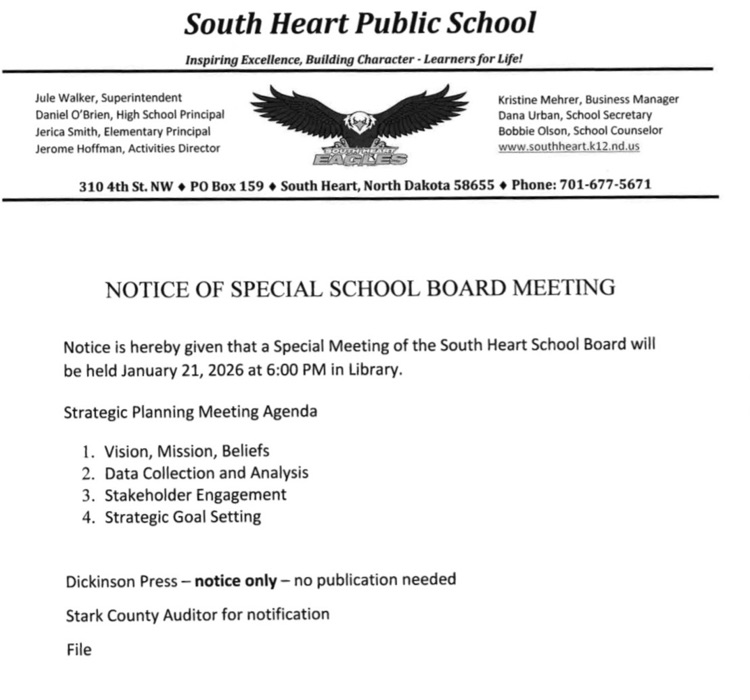 notice of special board meeting