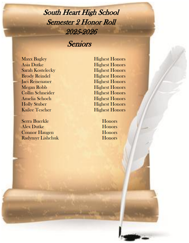 12th Grade Semester 2 Honor Roll