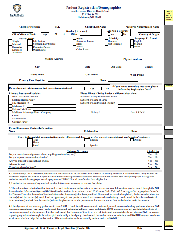 Flu Shot Clinic Form