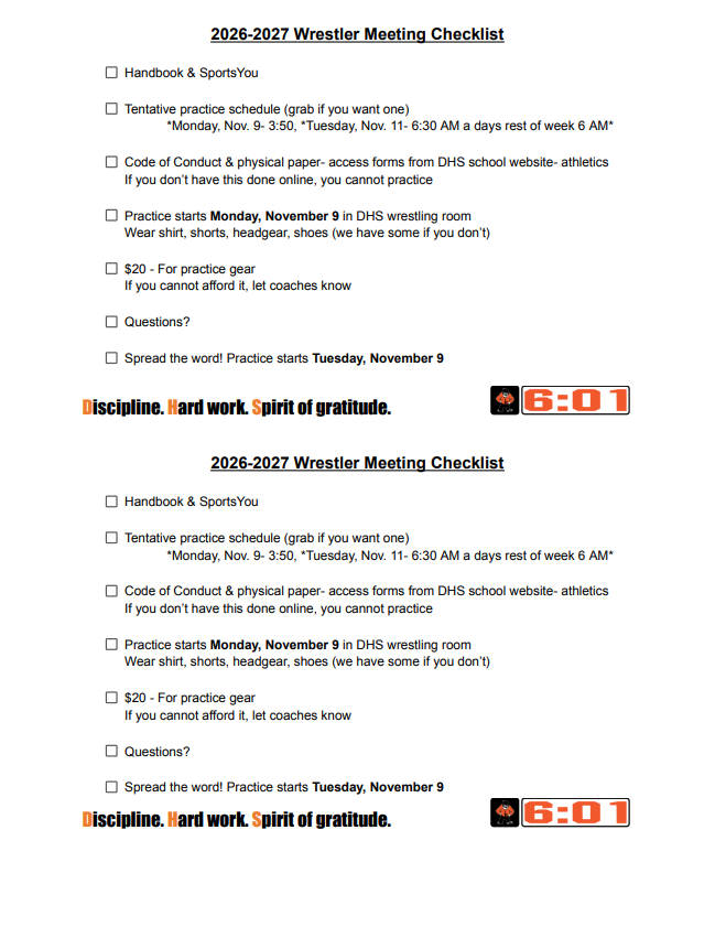 Wrestling 2026 Information