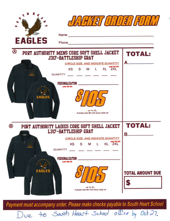 South Heart Eagle Jacket Order Form
