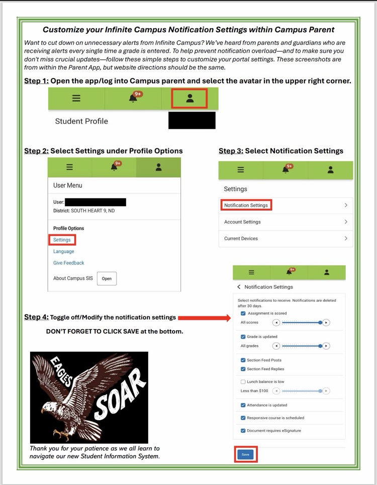 customize notifications on IC