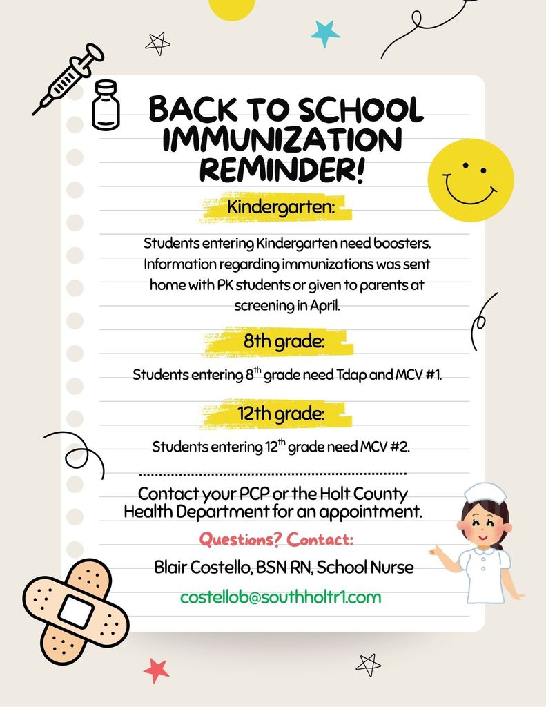Back to school immunization reminder