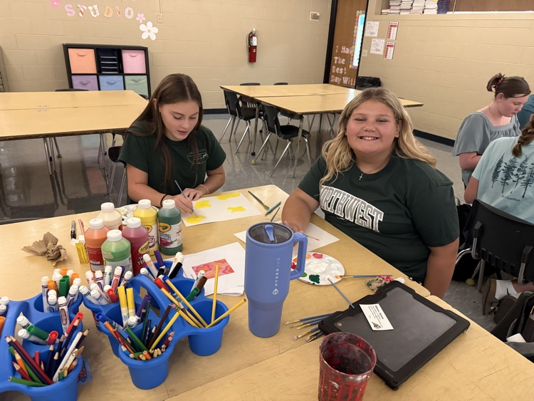 7th graders working on “Retro Swirls”