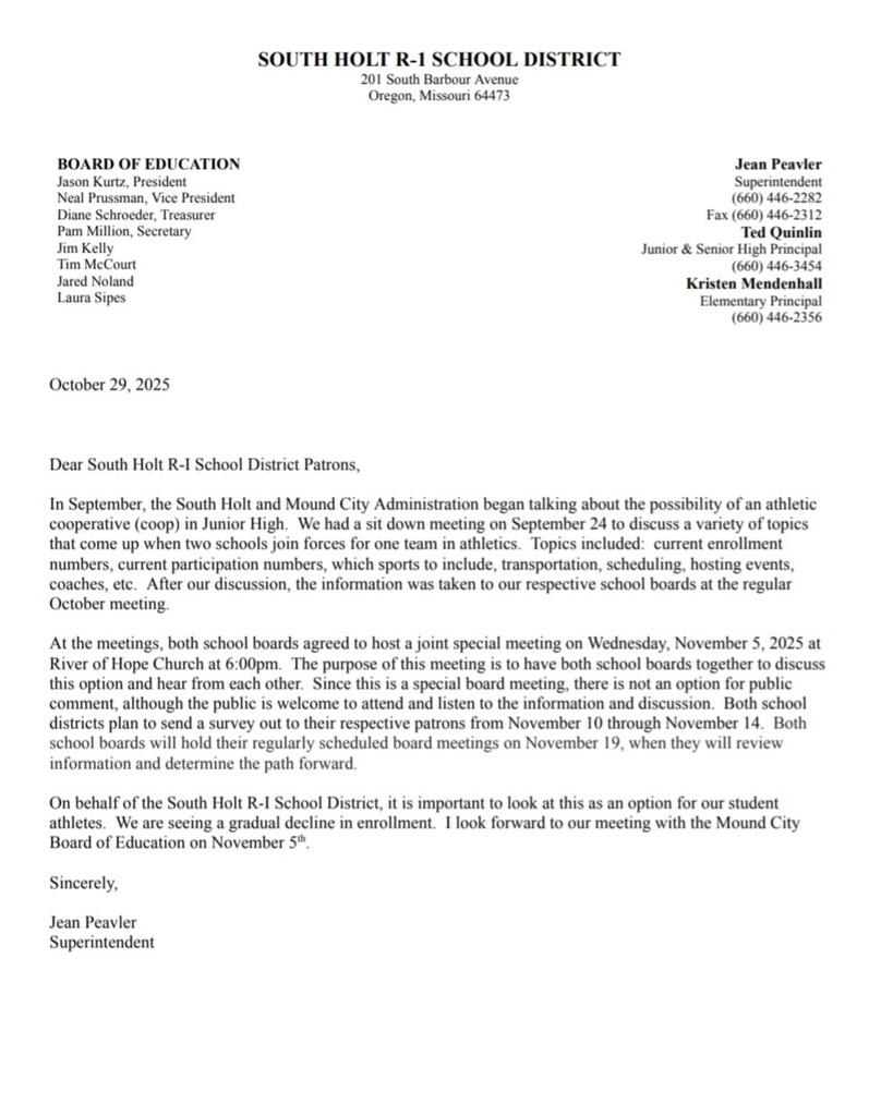 letter about the cooperative process