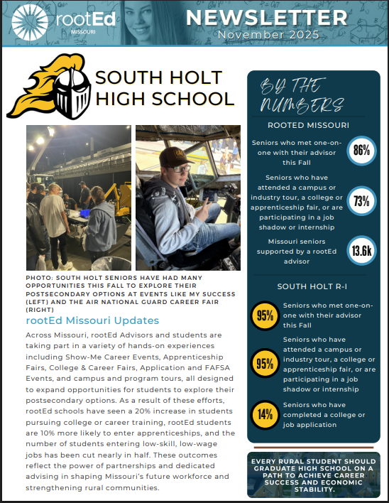 November newsletter discussing South Holt students and their interactions this month