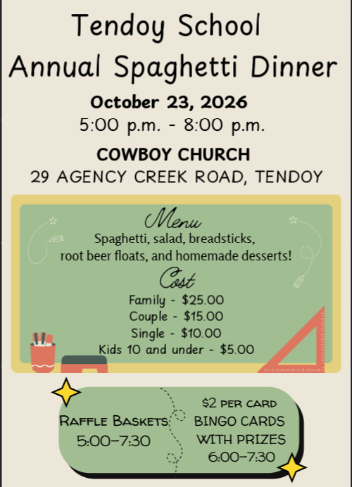 Tendoy Spaghetti Dinner Flyer