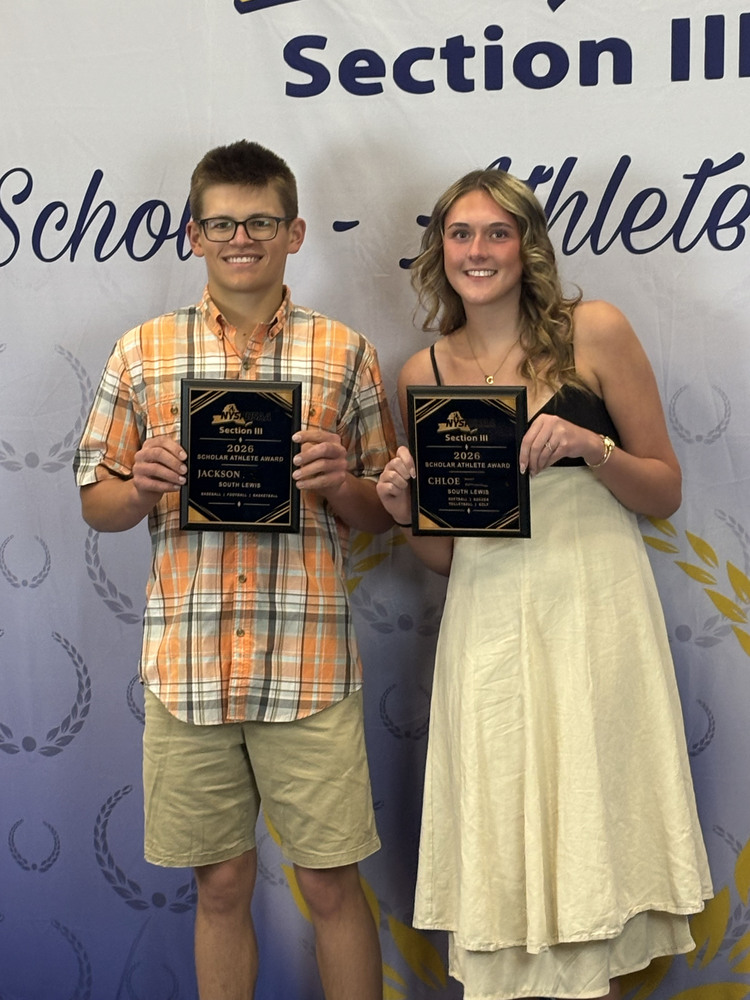 Jackson and Chloe with their Section III Scholar-Athlete Award