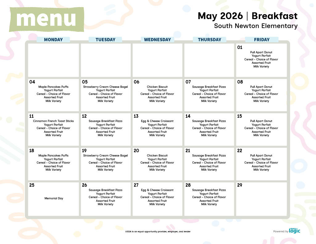 May 2026 Breakfast Menu