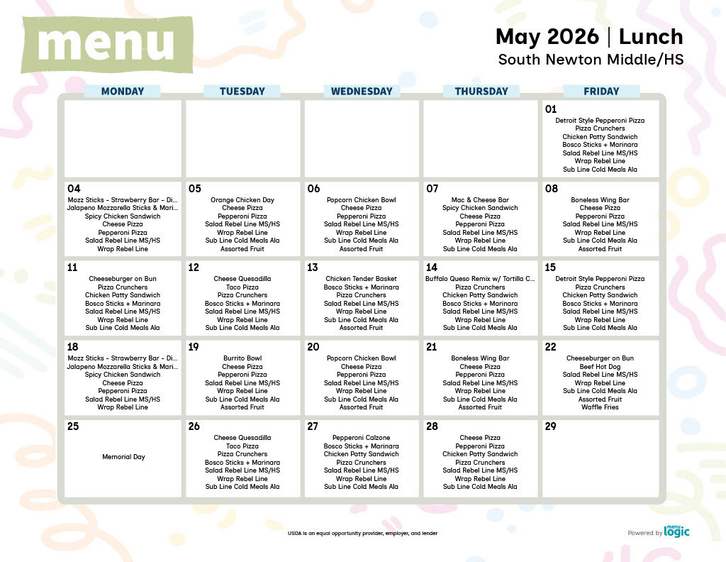 May 2026 Lunch Menu