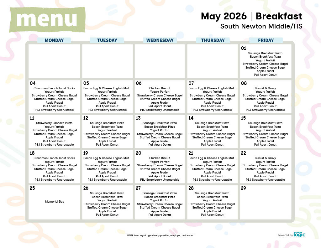May 2026 Breakfast Menu