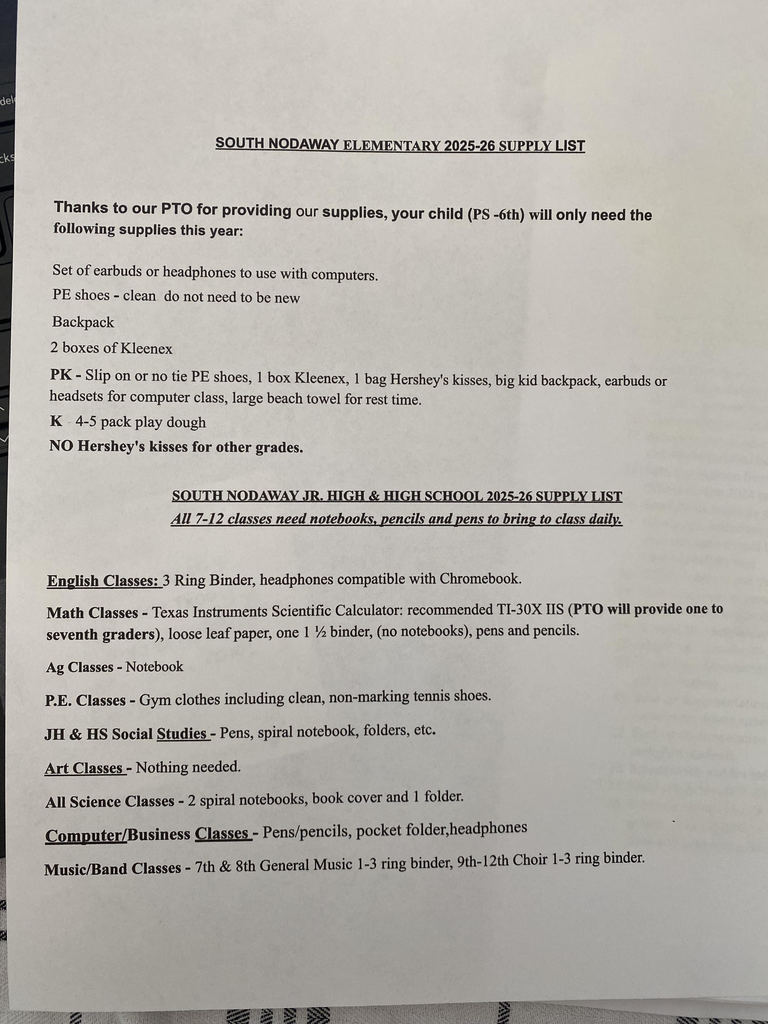 School Supply List