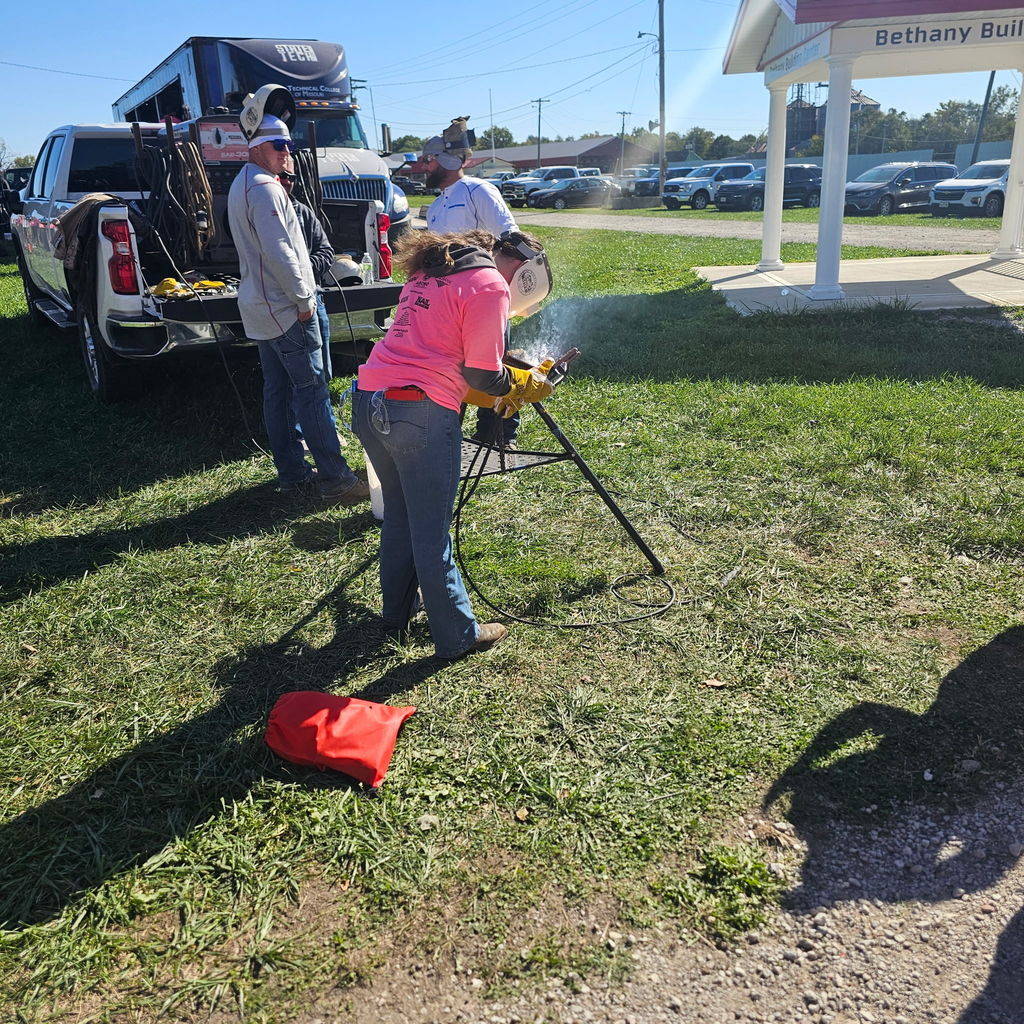 student welding