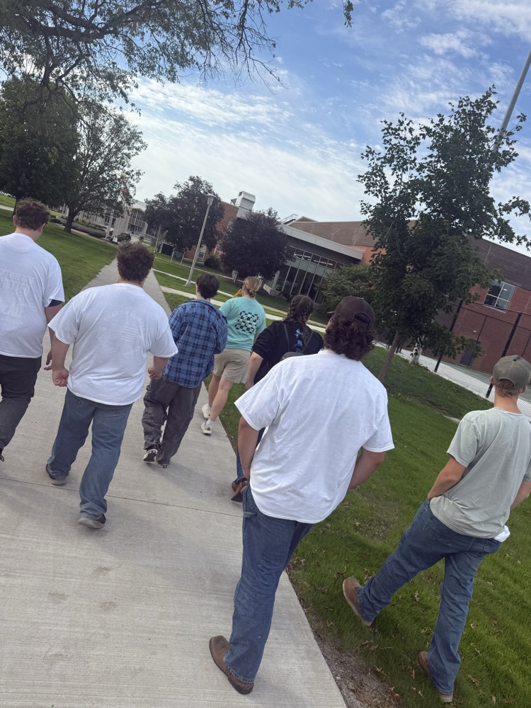 students walking on campus