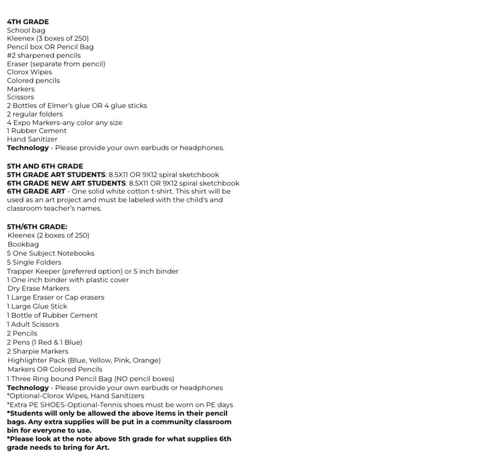 Supply List
