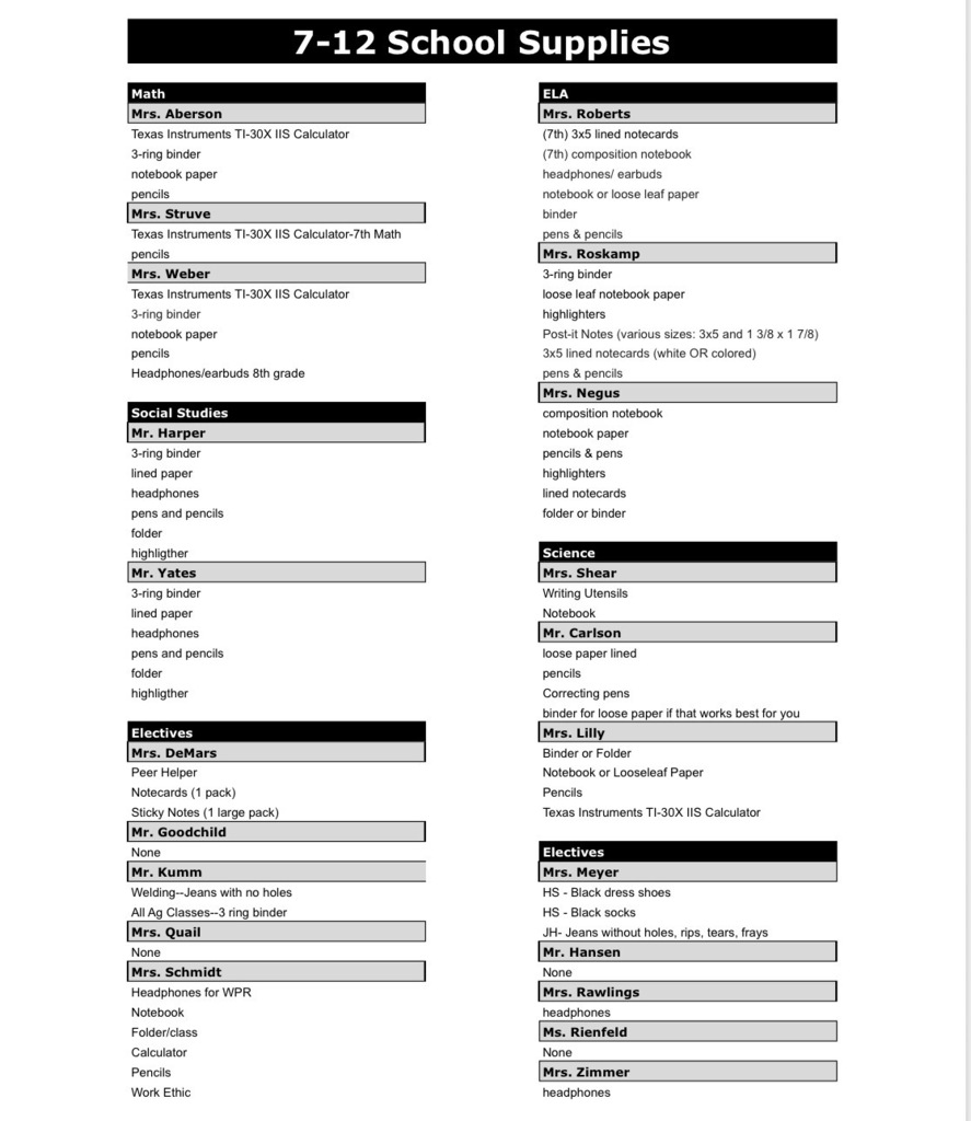 Supply List