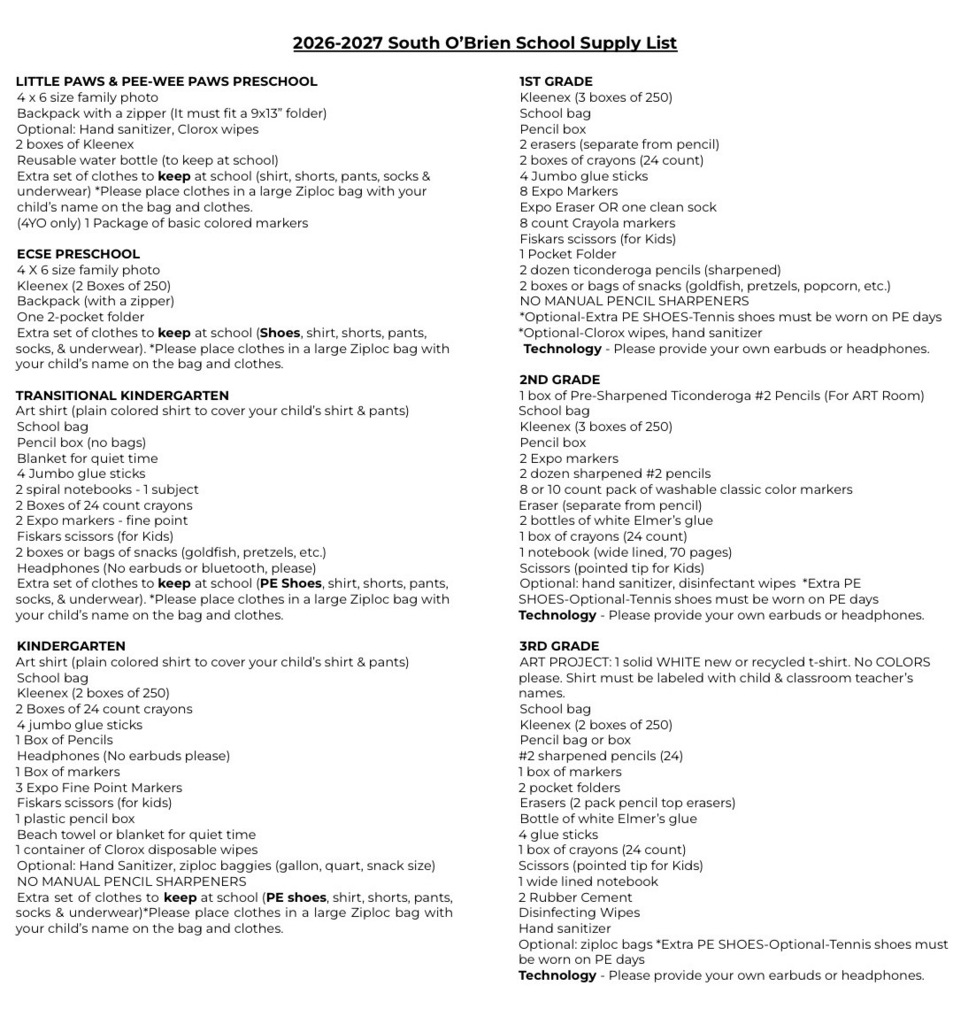 Supply List