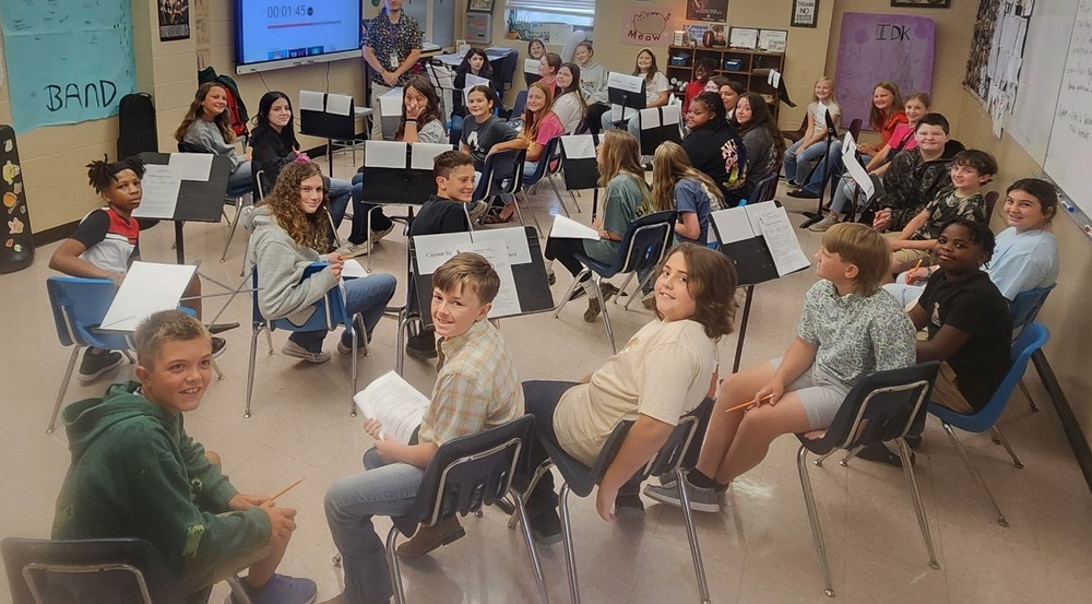 group of junior high band students