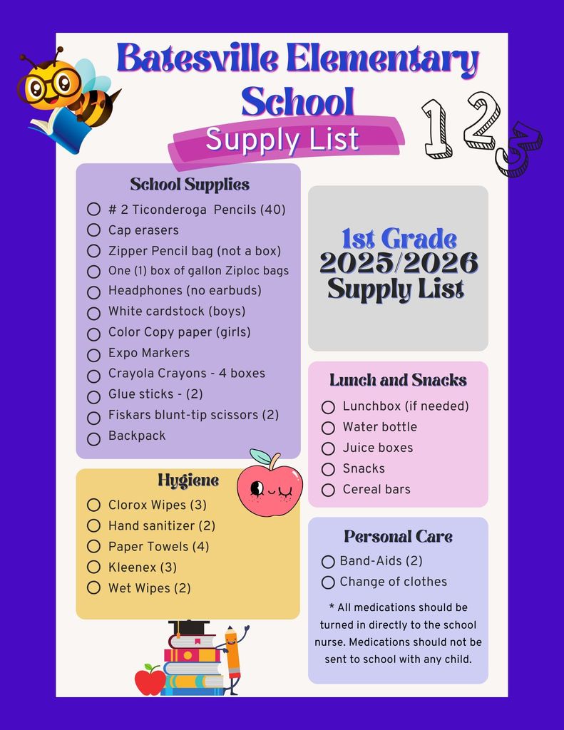 BES First Grade Supply List 25/269