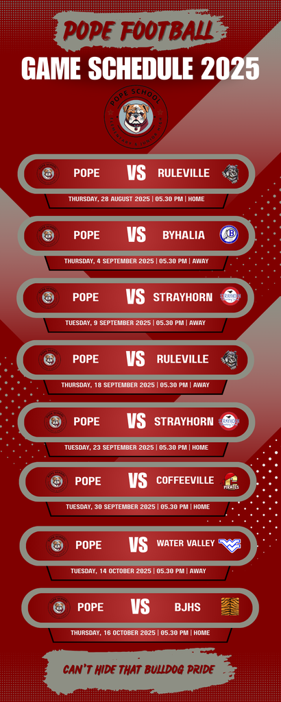 Pope School Football Schedule