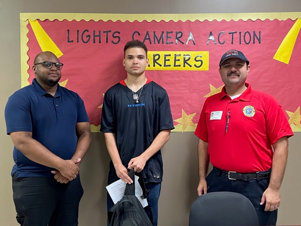 Student Blake Finkenbiner, a junior at SPHS, had the opportunity to meet with Mr. Sergio Vergara, Fire & Life Safety Educator for the City of Batesville Fire Department