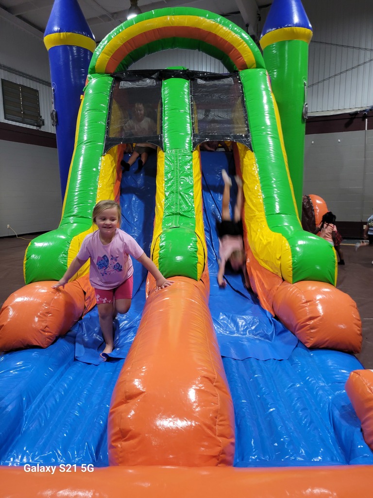 Children on a bouncy slide