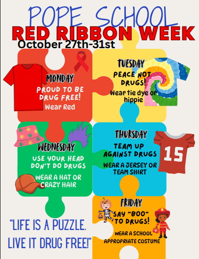 Red Ribbon Dress Up Days 10-27 through 10-31