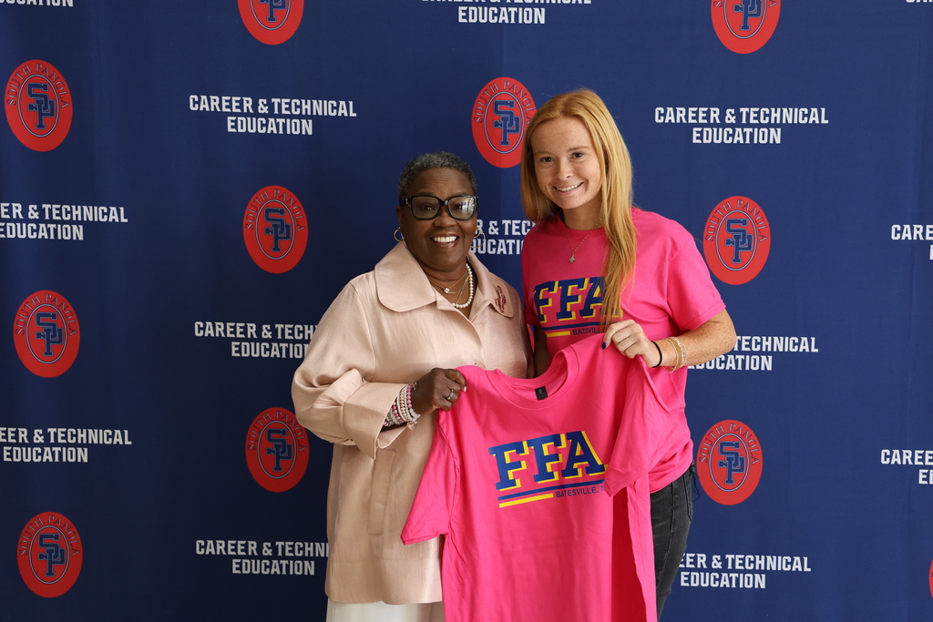 In recognition of Breast Cancer Awareness Month, the South Panola FFA Chapter proudly presented its 2025 “Blue & Gold Goes Pink” shirts to several Panola County residents who have courageously battled breast cancer.