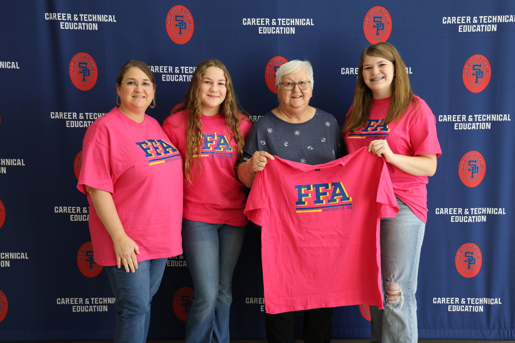 In recognition of Breast Cancer Awareness Month, the South Panola FFA Chapter proudly presented its 2025 “Blue & Gold Goes Pink” shirts to several Panola County residents who have courageously battled breast cancer.
