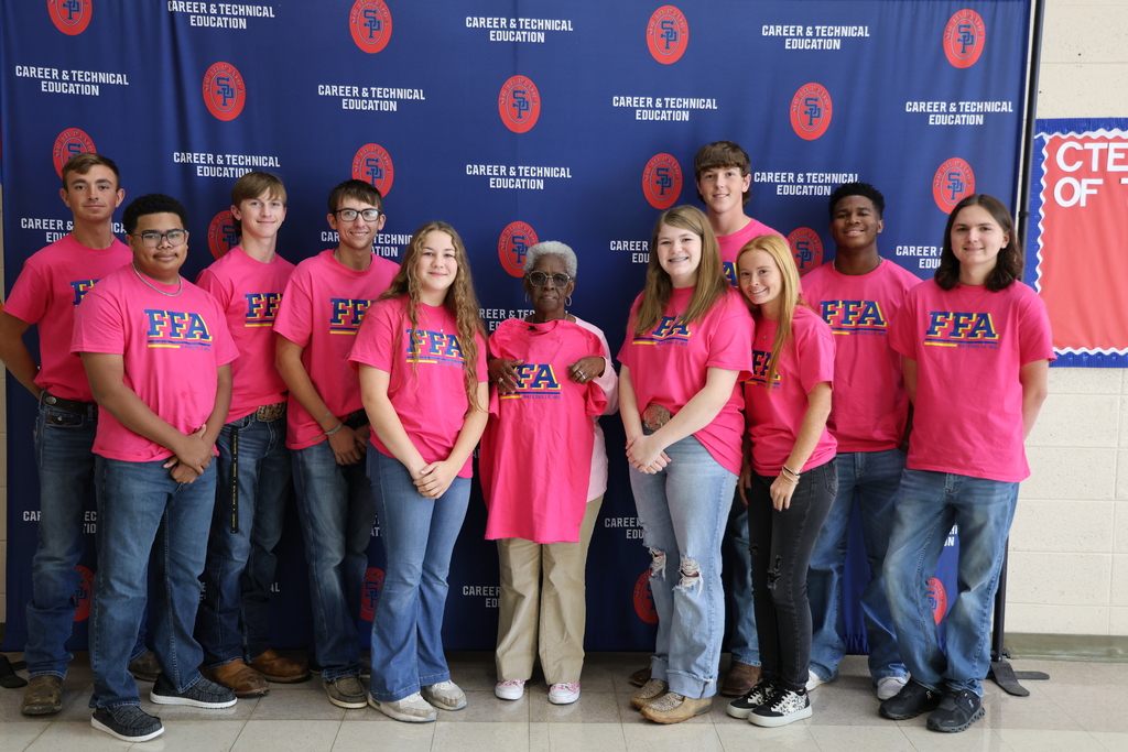 In recognition of Breast Cancer Awareness Month, the South Panola FFA Chapter proudly presented its 2025 “Blue & Gold Goes Pink” shirts to several Panola County residents who have courageously battled breast cancer.