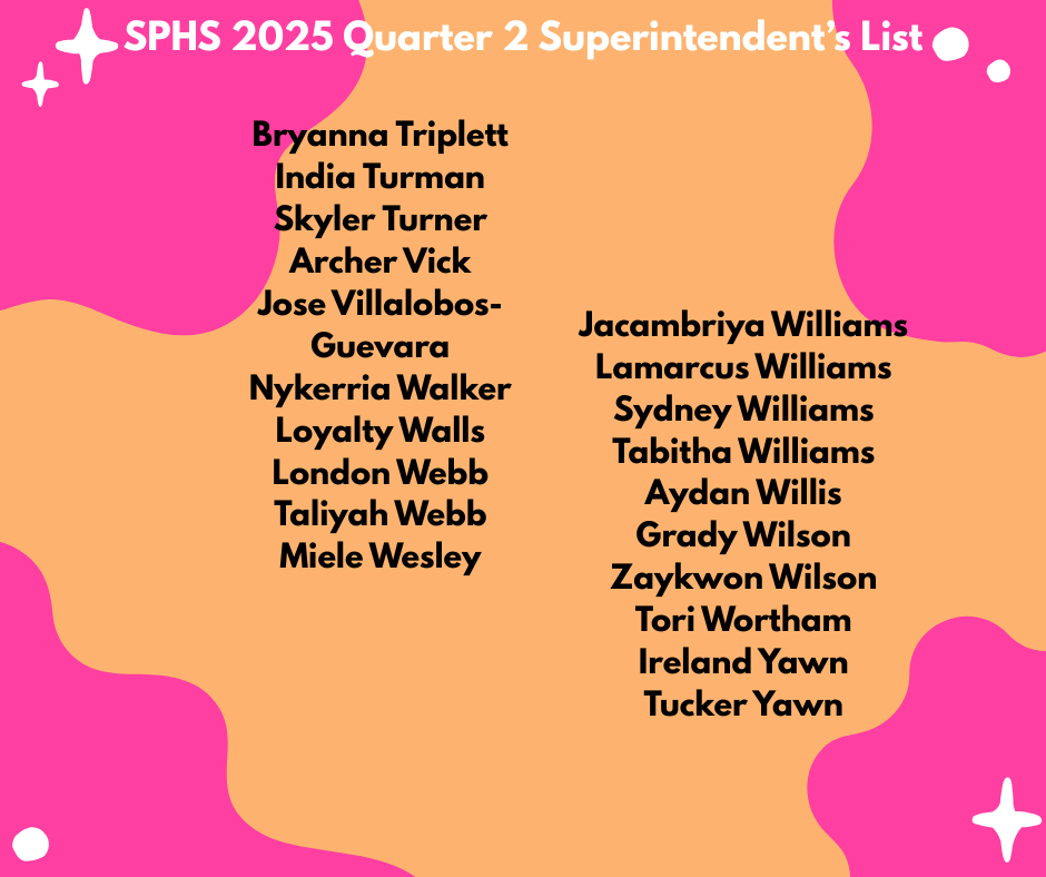 SPHS 2025 Quarter 2 Superintendent's List