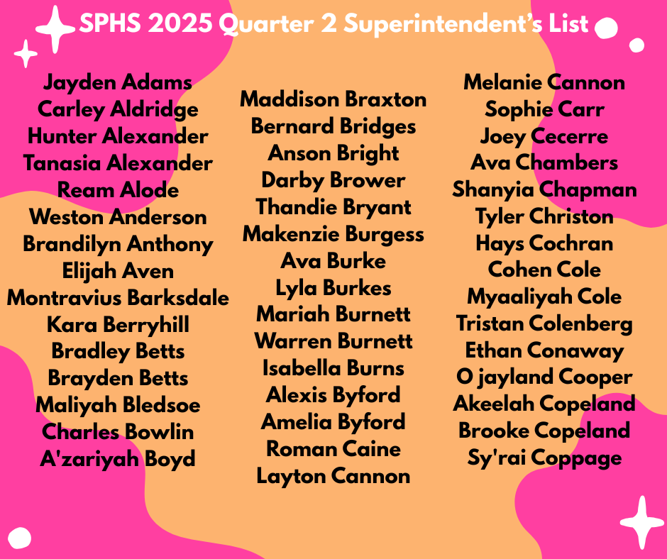 SPHS 2025 Quarter 2 Superintendent's List