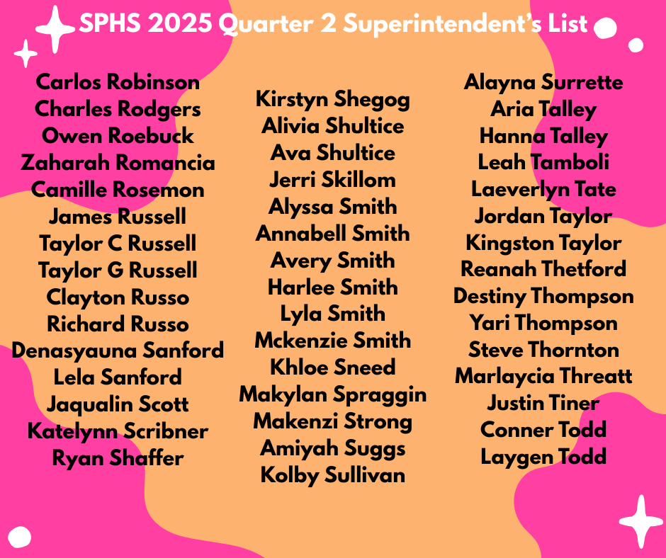SPHS 2025 Quarter 2 Superintendent's List