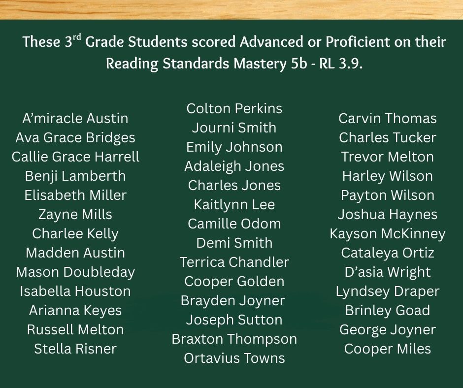 3rd Grade Reading Standards Mastery Results 