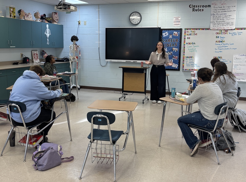 Kaylee Williams, Healthcare Engineer at the G.V. (Sonny) Montgomery Veterans Affairs Medical Center, as a guest speaker for Mrs. Sprouse & Mrs. Shultice’s High School Healthcare and Clinical Services students