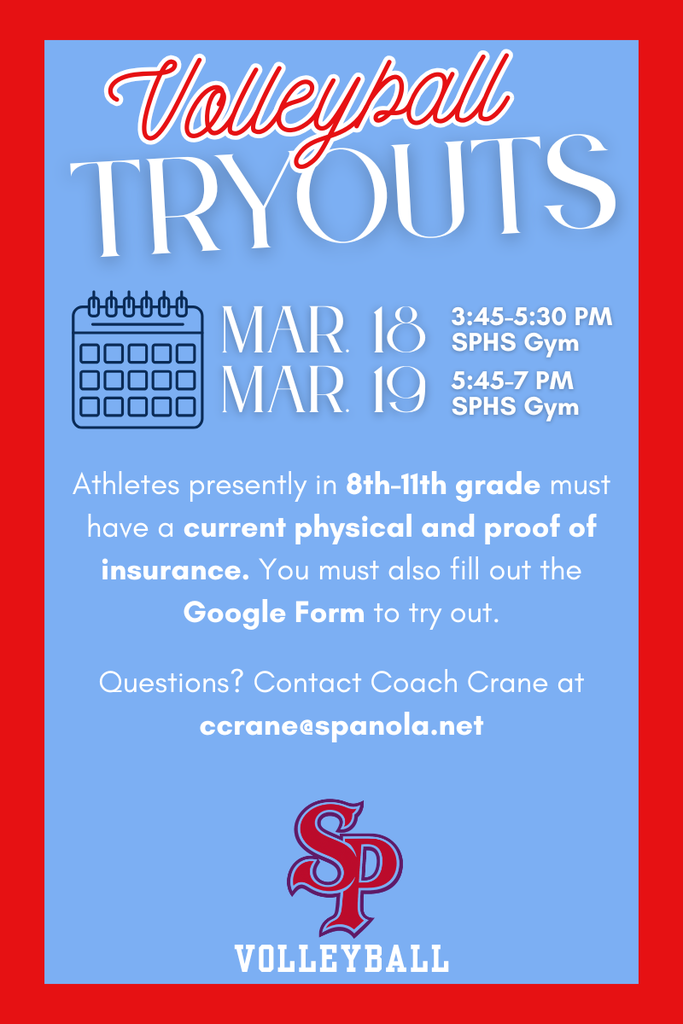 Volleyball tryout information graphic