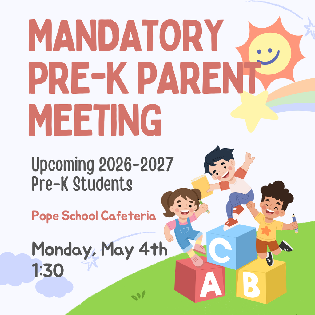Pre K Parent Meeting May 4th at 1:30