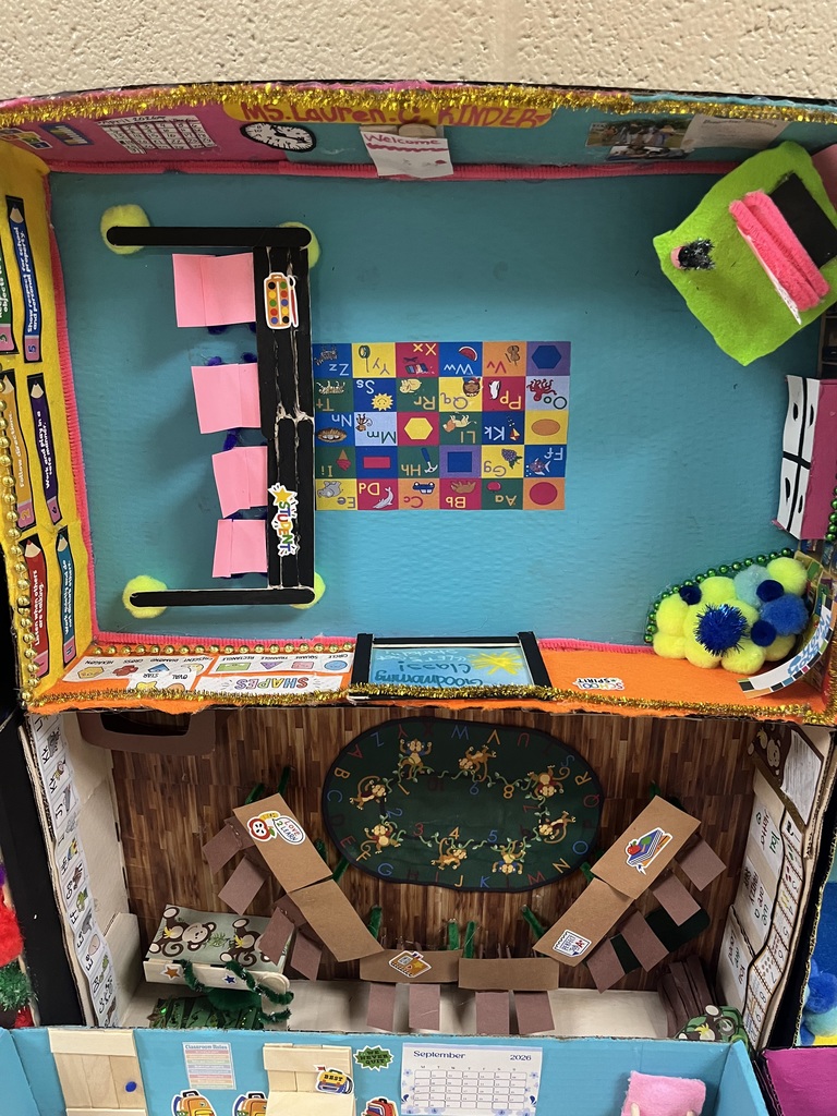 Year Two Educator Prep students made classroom layouts using paper, felt, popsicle sticks, stickers, and much more to model what they want their future classrooms to look like. 