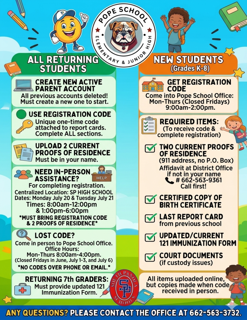 registration flyer for Pope School