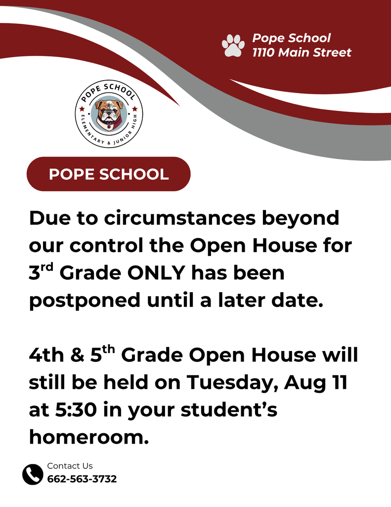 3rd-4th grade Open House Schedule Change