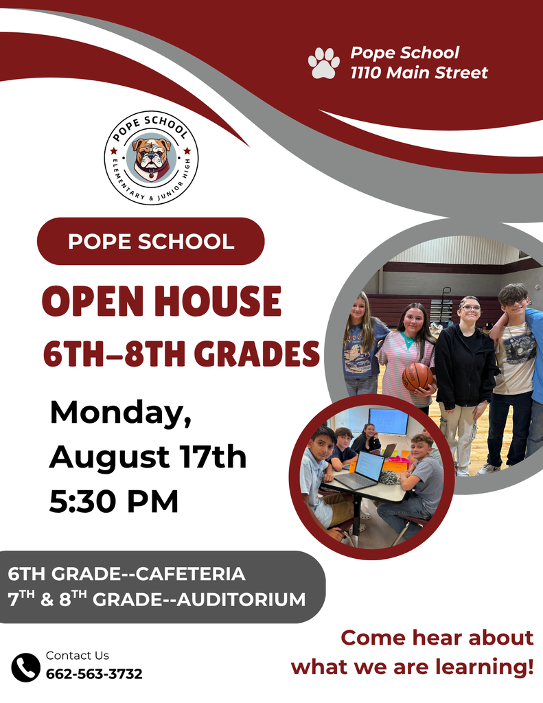 6th-8th Grade Open House 8-17-26 at 5:30
