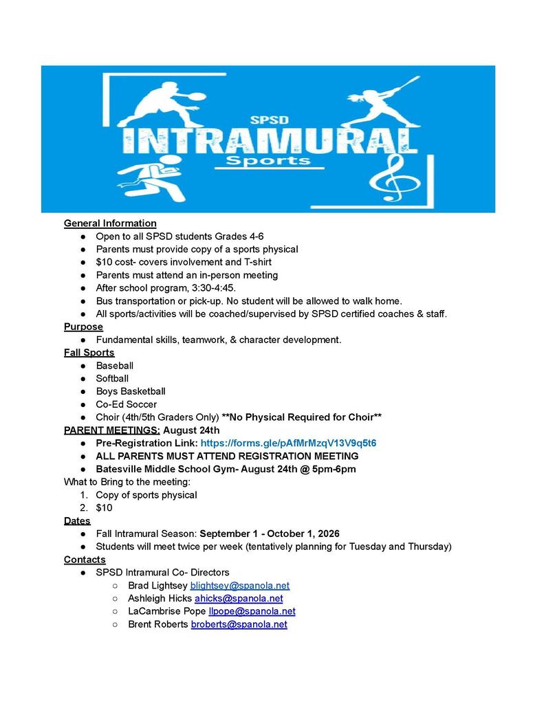 Intramural Sport info
