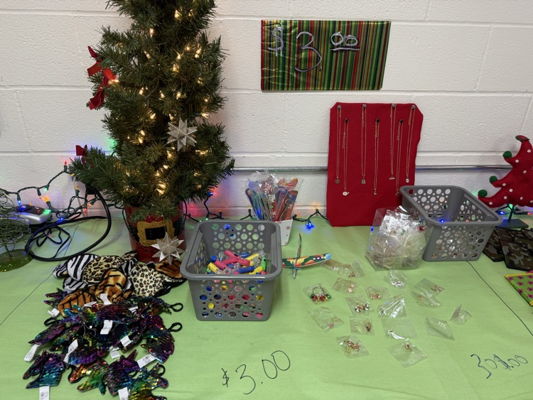 $3.00 sequin backpack clips, coin purses, flashlight keychains, gold Christmas necklaces, Christmas earrings, airplanes