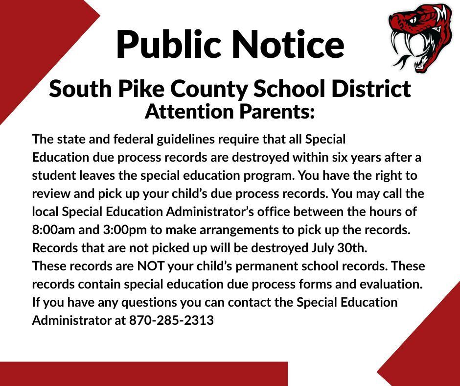 SPED Public Notice