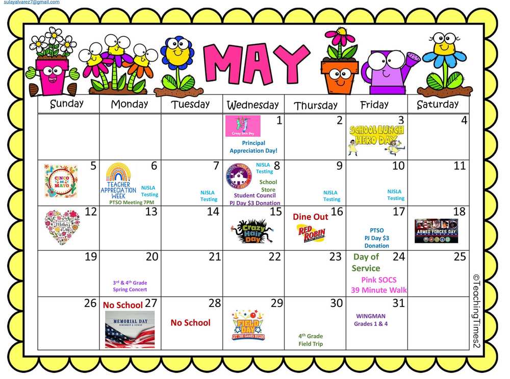 Riley May Calendar Riley Elementary School