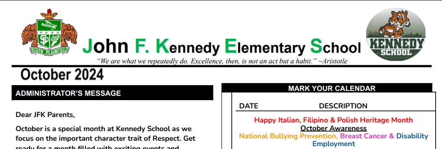 Kennedy School October 2024 Newsletter