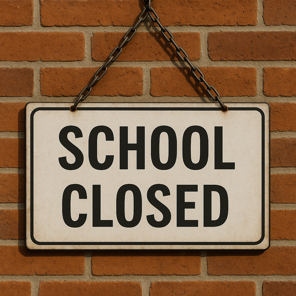 Sign that reads School Closed