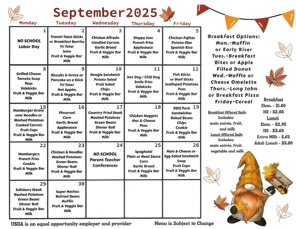 september lunch menu 2025